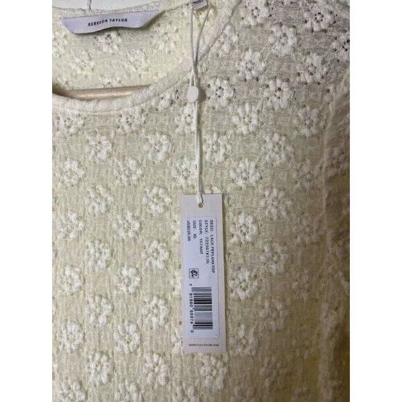 NWT Rebecca Taylor Cream Lace-Detail Peplum Top XS - Picture 6 of 7